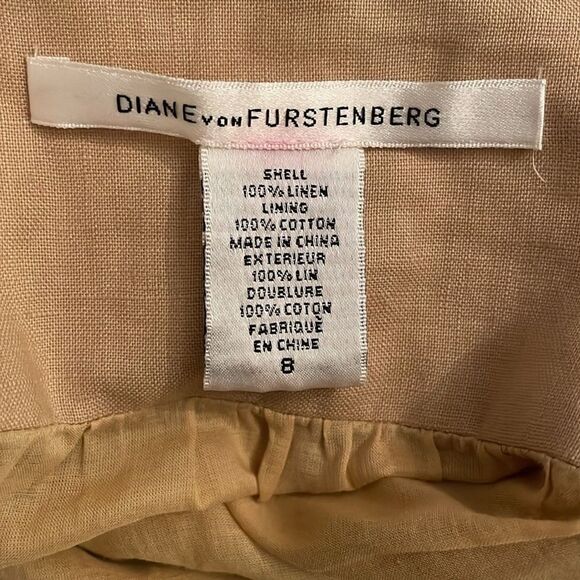 Diane Von Furstenberg DVF PAQUERITA Linen Mini Skirt Womens Size 8 Beige Tan - Picture 2 of 10